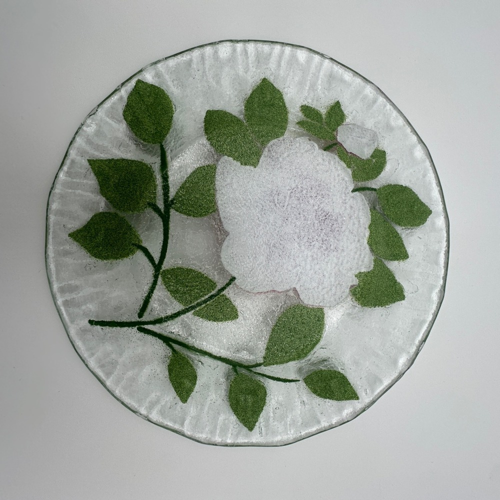 Sydenstricker Fused Glass Pink Rose Plates Set of 4 Signed Syd Cape Cod 8.25in - Picture 8 of 12